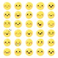 Smiles collection. Cute emoticons human faces emotions angry happy sad holiday smile recent vector round cartoon balls