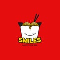 Smiles happy ramen noodles food box logo icon smile face illustration Royalty Free Stock Photo