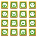 Smiles icons set green square