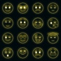 Smiles icons set vector neon Royalty Free Stock Photo