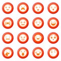 Smiles icons set red vector