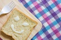 Smiles made from sweetened condensed milk on sliced bread. Royalty Free Stock Photo