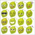 Smiles set of fruit characters. Vector cute cartoons