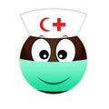 Smiley african nurse red cross and crescent in a medical bandage on the lips against bacteria. Communication on the Internet and