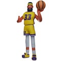 Smiley Basketball Athlete Cartoon Illustration with thumbs up a finger