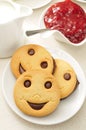 Smiley biscuits and jam Royalty Free Stock Photo