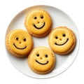 Smiley Biscuits on Transparent Background - Ai Generated Royalty Free Stock Photo