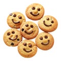Smiley Biscuits on Transparent Background - Ai Generated Royalty Free Stock Photo