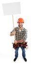 Smiley builder with white placard