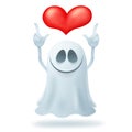 Smiley cartoon ghost character with heart Royalty Free Stock Photo