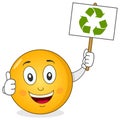 Smiley Character Holding Recycle Sign