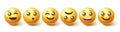 Smiley characters vector set. Smileys emoji face reaction collection in yellow icon faces isolated in white background. Royalty Free Stock Photo