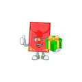 Smiley chinese envelope character with gift box