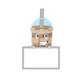 Smiley chocolate bubble teacartoon character style bring board
