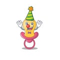 Smiley clown baby pacifier cartoon character design concept