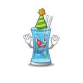 Smiley clown blue hawai cocktail cartoon character design concept