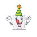 Smiley clown tooth cartoon character design concept