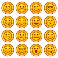 Smiley coins gold icons, signs symbol set