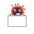 Smiley corona virus zone cartoon character style bring board Royalty Free Stock Photo