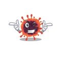 Smiley corona virus zone cartoon design style showing wink eye Royalty Free Stock Photo