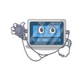 Smiley doctor cartoon character of digital timer with tools