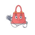 Smiley doctor cartoon character of women handbag with tools