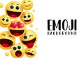 Smiley emoji background vector template. Emoji background text in white empty space for messages with emoticon.