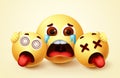 Smiley emoji hopeless crying character vector design.