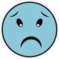 Smiley emoji sad face, blue face melancholy emoticon despair depression