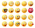 Smiley emoji side view set vector. Smileys emoticon or icon face character.