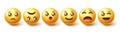 Smiley emojis character vector set. 3d emoticon characters sad, happy and upside down reaction and emotion design for smileys. Royalty Free Stock Photo