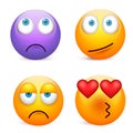 Smiley,emoticon set. Yellow face with emotions,mood. Facial expression, realistic emoji. Sad,happy,angry faces.Funny Royalty Free Stock Photo