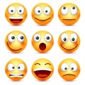 Smiley,emoticon set. Yellow face with emotions,mood. Facial expression, realistic emoji. Sad,happy,angry faces.Funny Royalty Free Stock Photo