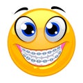 Smiley Emoticon Showing teeth with Braces Royalty Free Stock Photo