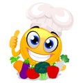 Smiley Emoticon wearing Chef Hat holding Vegetables Royalty Free Stock Photo