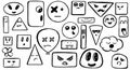 Smiley emoticons line icons. Emoji set. illustration Royalty Free Stock Photo