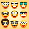 Smiley,emoticons set. Yellow face with emotions. Facial expression. 3d realistic emoji. Funny cartoon character.Mood Royalty Free Stock Photo