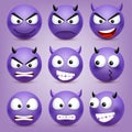 Smiley,emoticons set. Yellow face with emotions. Facial expression. 3d realistic emoji. Funny cartoon character.Mood Royalty Free Stock Photo