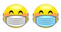 Smiley emoticons wear mask