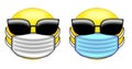 Smiley emoticons wear mask