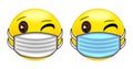 Smiley emoticons wear mask