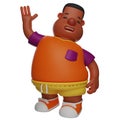 Smiley face Big Boy 3D Cartoon Character waving hands