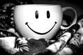 Smiley face big mug black and white