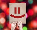 Smiley Face card with colorful background with defocused lights Royalty Free Stock Photo
