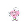 Smiley Face chef pink love balloon character with white hat