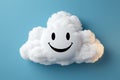 Smiley face clouds on blue background,Generative AI Royalty Free Stock Photo