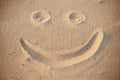 A smiley face drawing on a sand Royalty Free Stock Photo