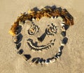 Smiley Face Drawn In The Sand Royalty Free Stock Photo