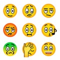 Smiley face emoji flat vector icons set Royalty Free Stock Photo