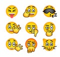 Smiley face emoji flat vector icons set Royalty Free Stock Photo